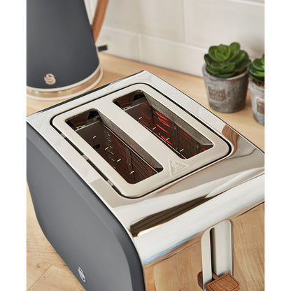 Swan Nordic Tostadora Pan Ranura Ancha 2 Rebanadas, 3 Funciones, 6 Niveles, Diseño Moderno, St14610gryneu, Gris 900w_2