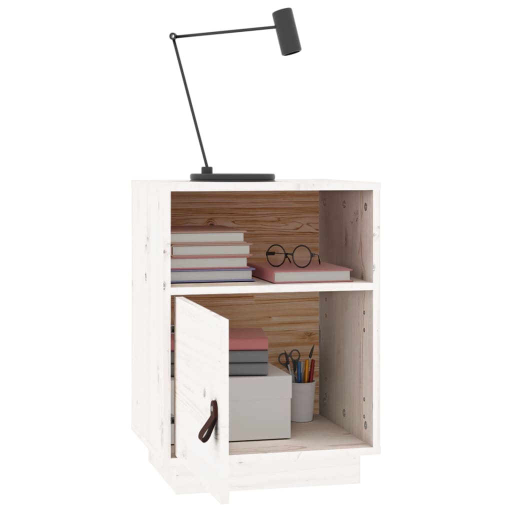 Mesitas De Noche 2 Uds Madera Maciza Pino Blanco 40x34x55 Cm_3