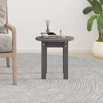 Mesa De Centro De Madera Maciza De Pino Gris Ø35x35 Cm_1
