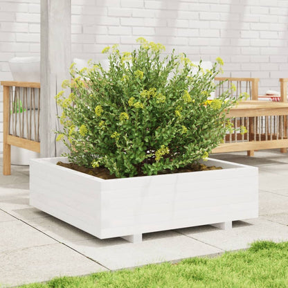 Jardinera De Madera Maciza De Pino Blanca 80x80x26,5 Cm_2