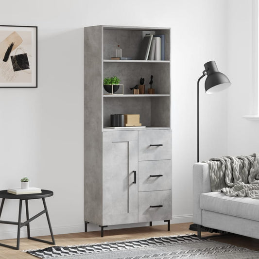 Aparador Alto Madera Contrachapada Gris Hormigón 69,5x34x180 Cm_0