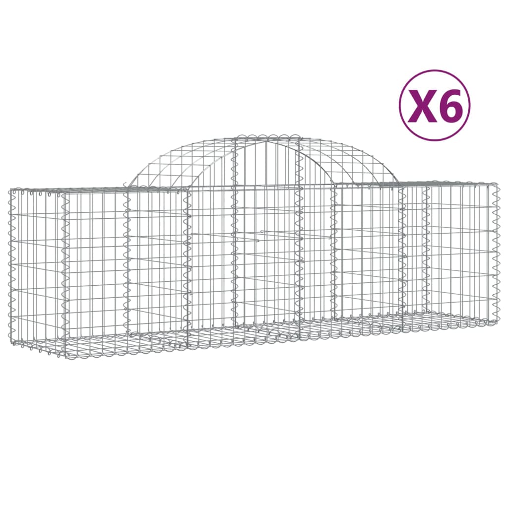 Cestas De Gaviones 6 Uds Forma De Arco Hierro 200x50x60/80 Cm_0