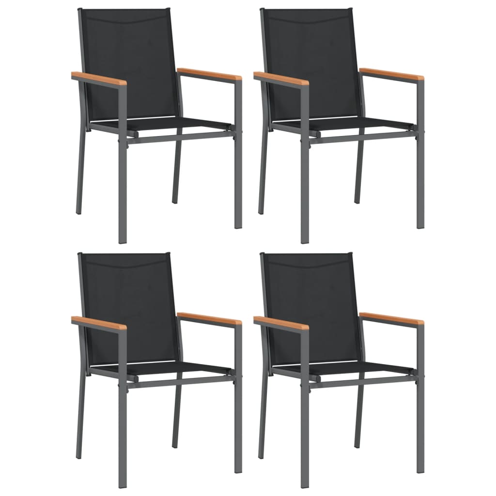 Juego De Comedor Para Jardín 5 Piezas Acero Y Textilene Negro / Vetonek_1