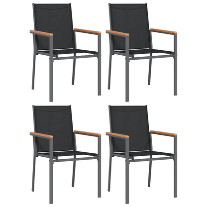 Juego De Comedor Para Jardín 5 Piezas Acero Y Textilene Negro / Vetonek_1