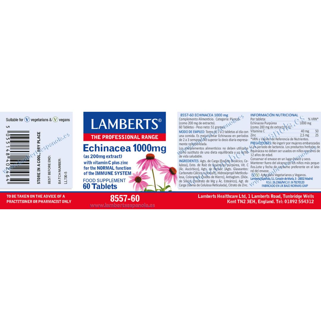 Equinácea Lamberts, 60 tabletas 1000mg
