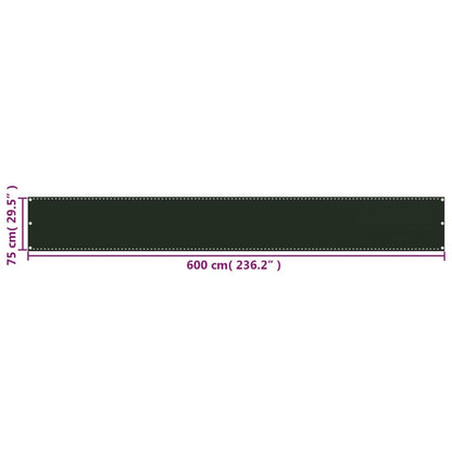 Vidaxl Toldo Para Balcón Hdpe Verde Oscuro 75x600 Cm_2