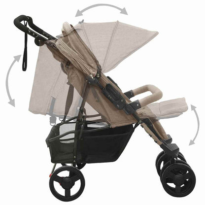 Vidaxl Carrito Para Gemelos De Acero Gris Taupe_4