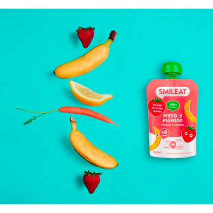 Pack 10 uds Pouch ECO Fresa y Plátano Smileat 100 g