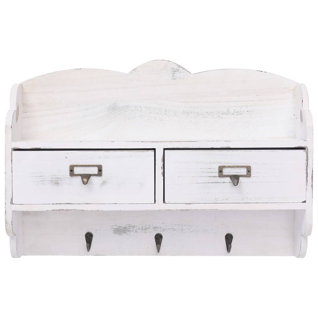 Perchero De Pared De Madera Blanco 50x10x34 Cm_2