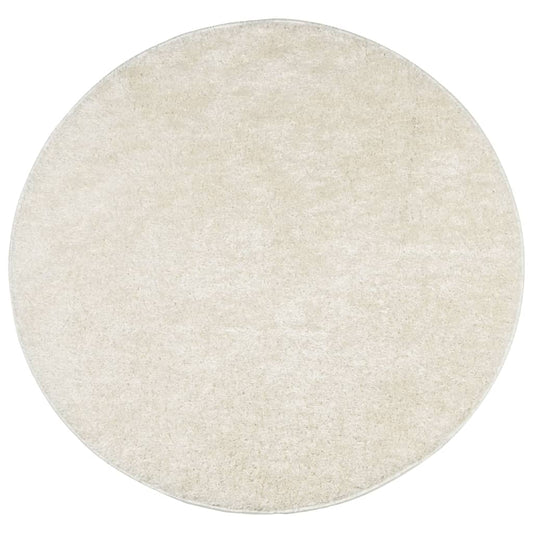 Vidaxl Alfombra Pelo Largo Aspecto Brillante Istan Crema Ø 80 Cm_0