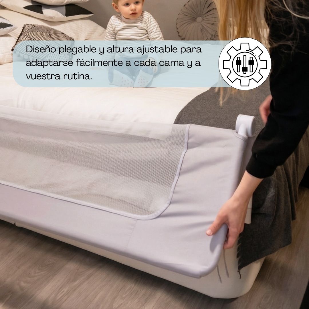 Barandilla De Cama Infantil 180 Cm – Altura Ajustable, Sistema Abatible, Malla Transpirable, Seguridad Anticaídas Bathby_1