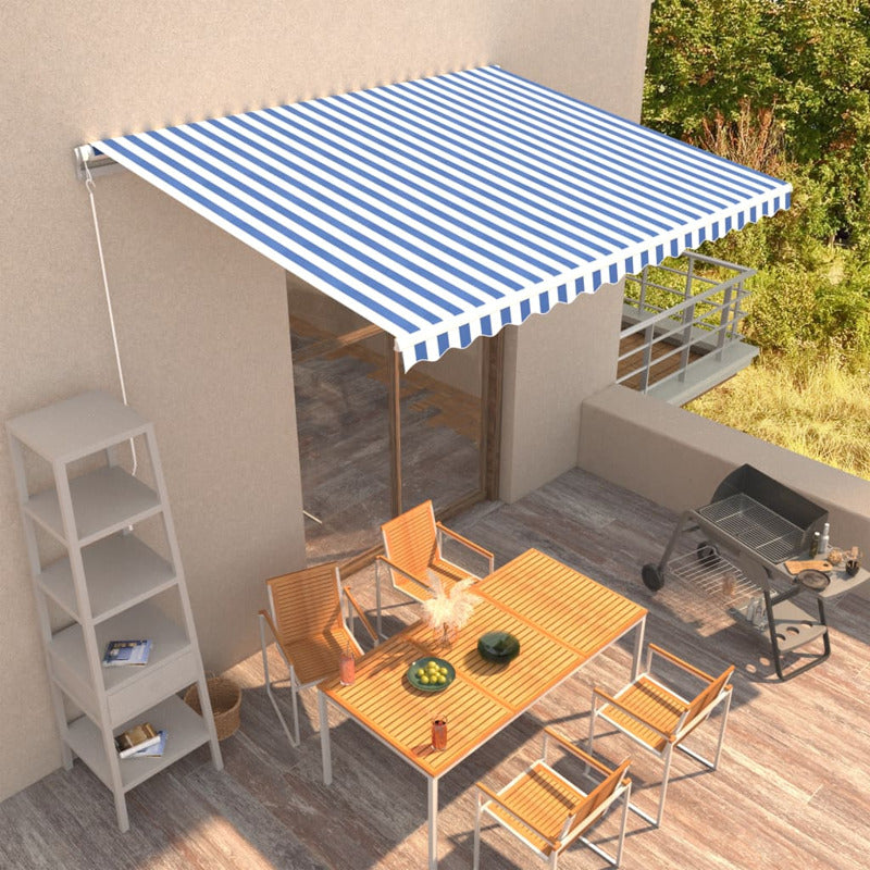 Vidaxl Toldo Manual Retráctil Azul Y Blanco 400x300 Cm_1