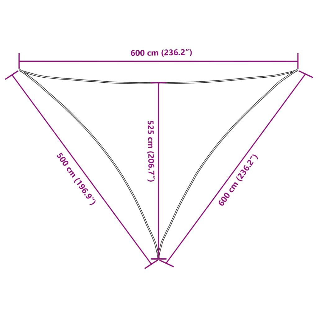 Vidaxl Toldo De Vela Triangular Tela Oxford Negro 5x6x6 M_2