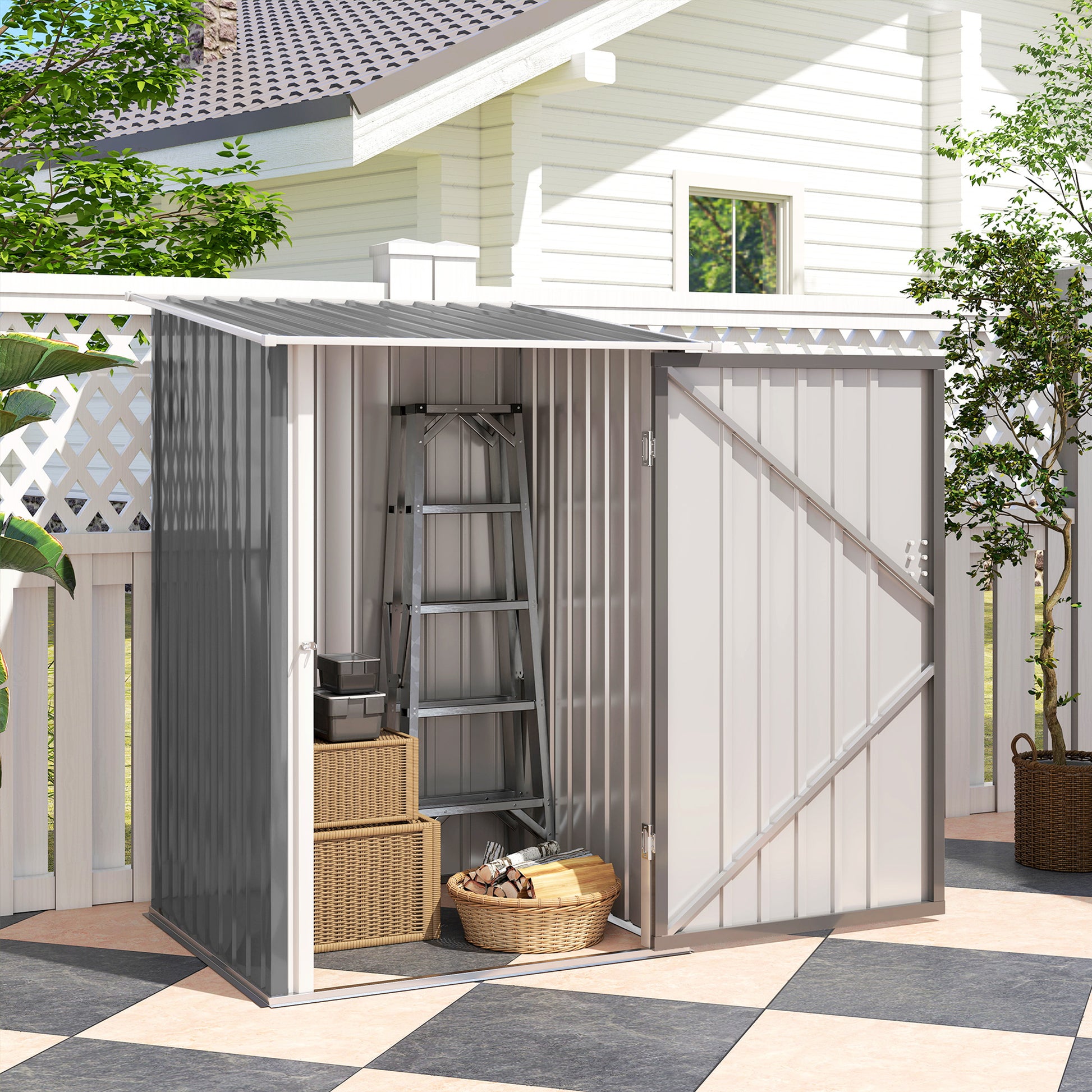 Outsunny Cobertizo De Jardín De Exterior 0,92 M² 100x103x160 Cm Gris_3