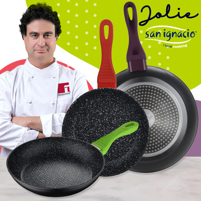Juego De 3 Sartenes (18,22,26 Cm) En Aluminio Forjado Con 3 Utensilios De Cocina Colección Jolie_1