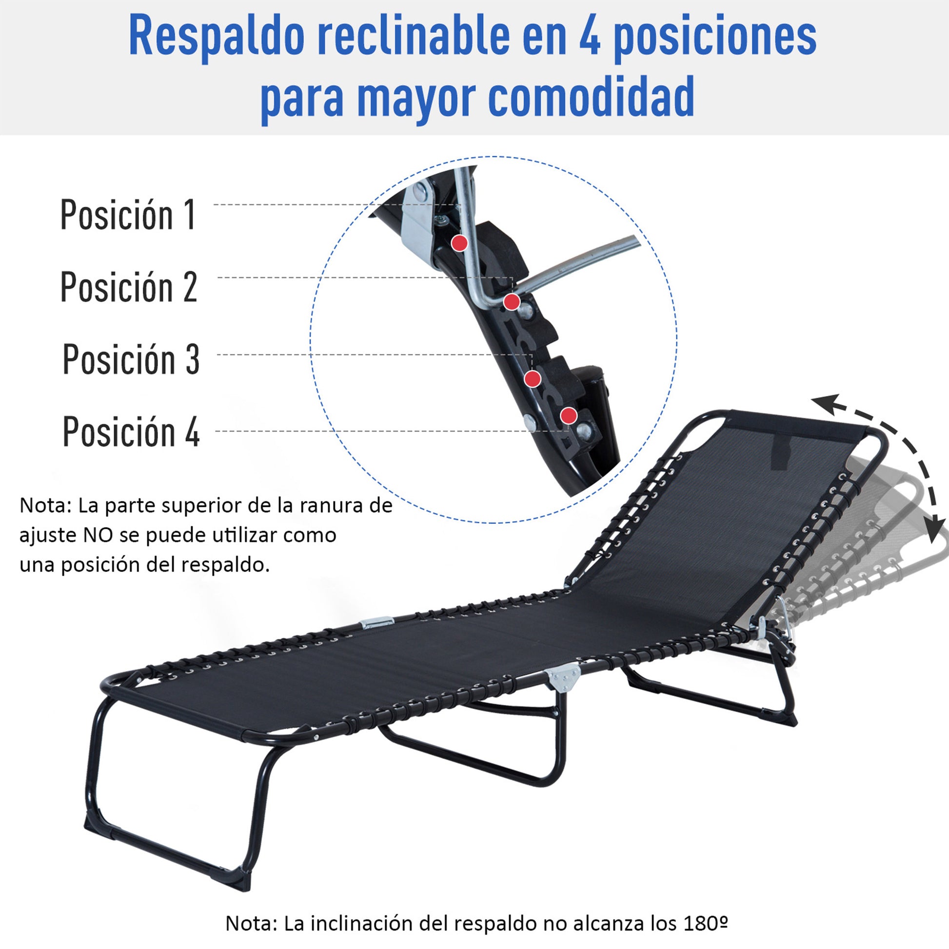 Outsunny Conjunto De 2 Tumbonas Plegables Con Respaldo 197x58x30 Cm Negro_3