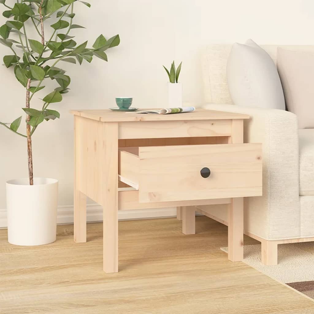 Mesa Auxiliar De Madera Maciza De Pino 50x50x49 Cm_1