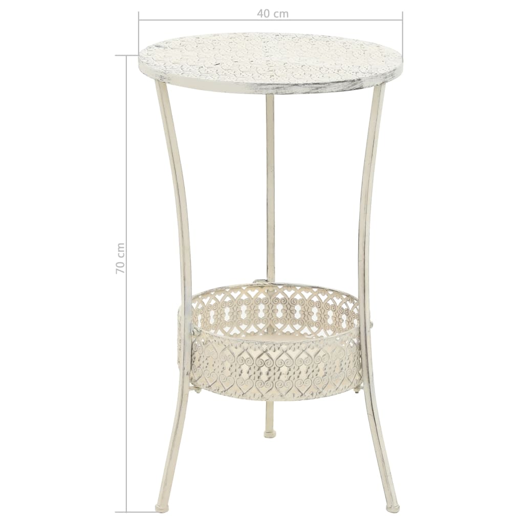 Mesa Bistró Estilo Vintage Metal Redonda 40x70 Cm Blanca_4