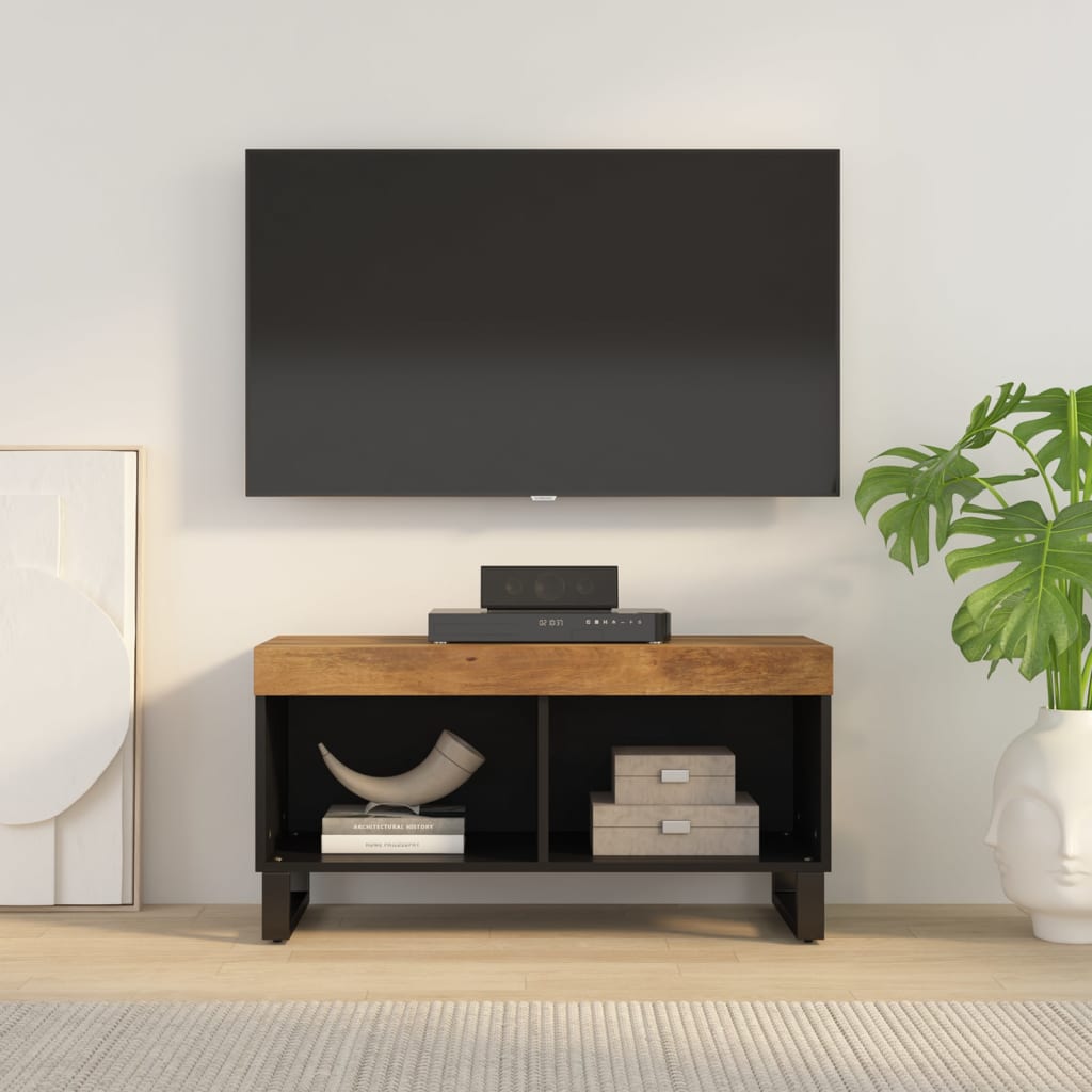 Mueble De Tv Madera Maciza De Mango 85x33x43,5 Cm_0