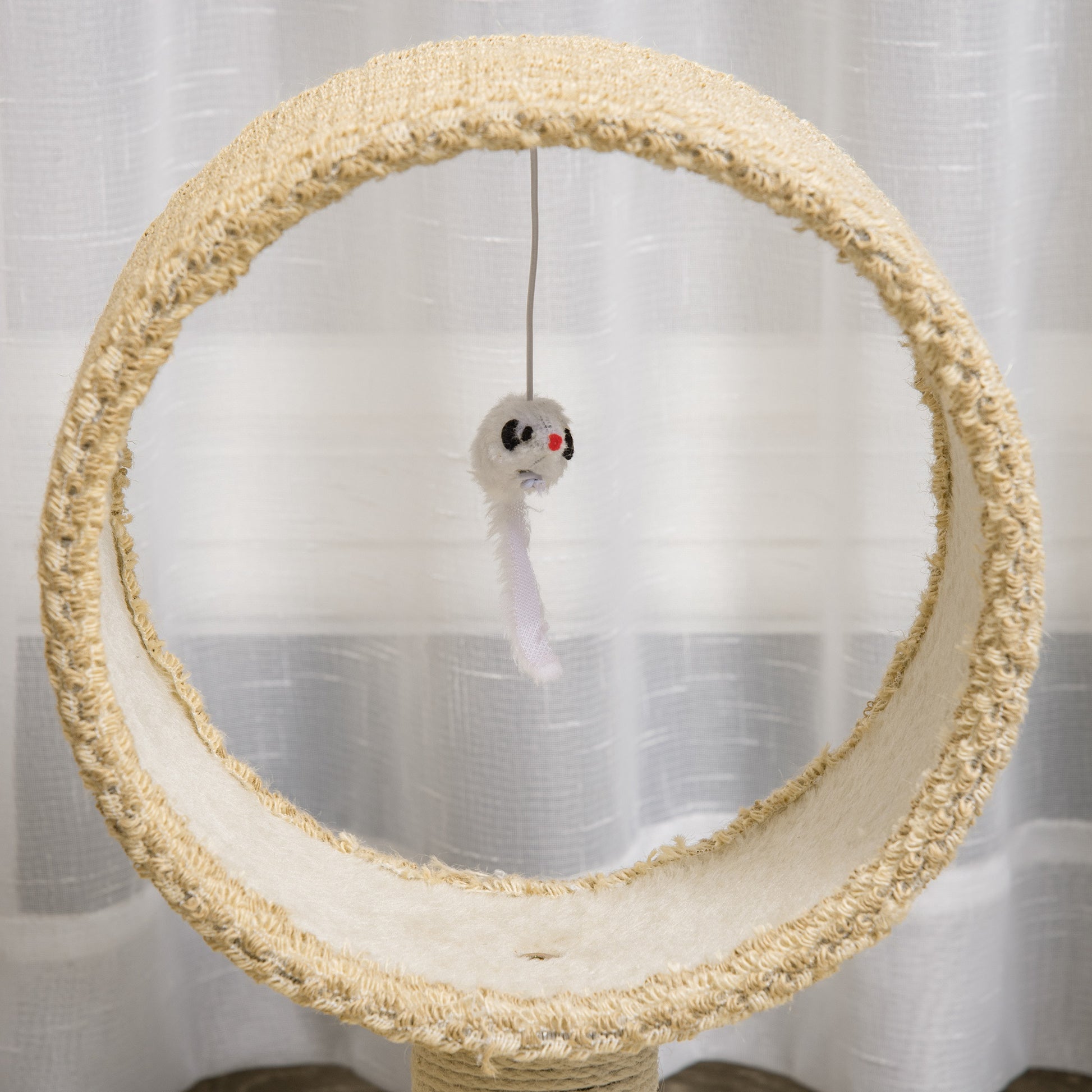 Pawhut Árbol Para Gatos Pequeño Con Túnel Poste Rascador Yute Juguete Colgante_3