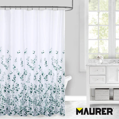 Cortina Ducha Tela Flores 180 X 200 Cm. Cortina Baño, Cortina Tela Impermeable Con Anillas_3