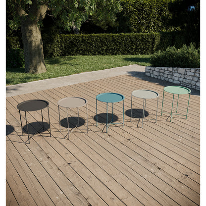 Mesa Auxiliar Plegable, Mesa De Jardín Plegable De Acero Azul 46x52cm- Mobiliario De Jardín_3