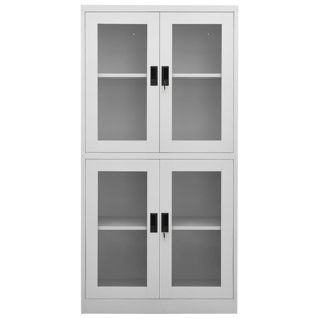 Armario Oficina Acero Vidrio Templado Gris Claro 90x40x180 Cm_2