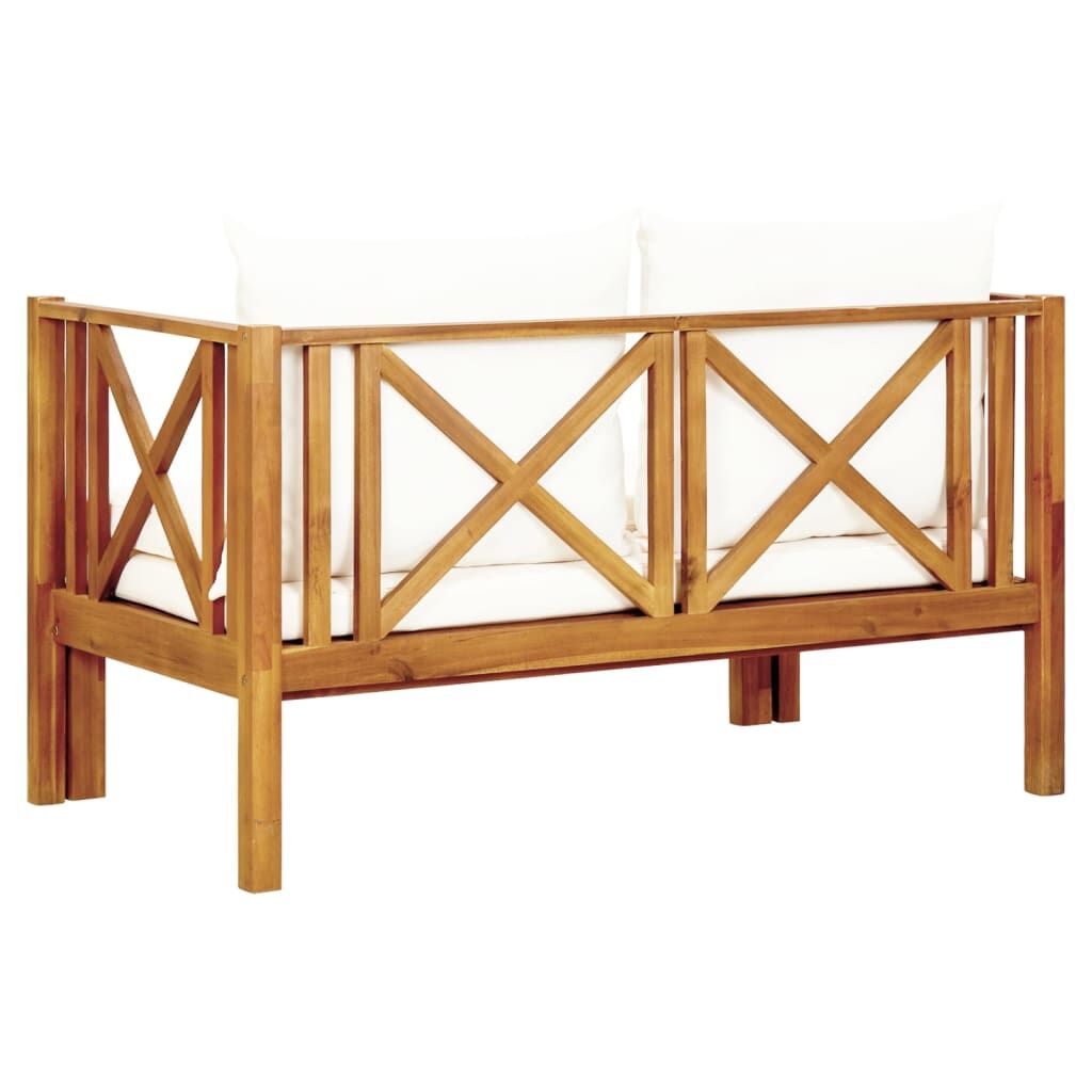 Vidaxl Banco De Jardín 2 Plazas Con Cojines Madera Maciza Acacia 122cm_4