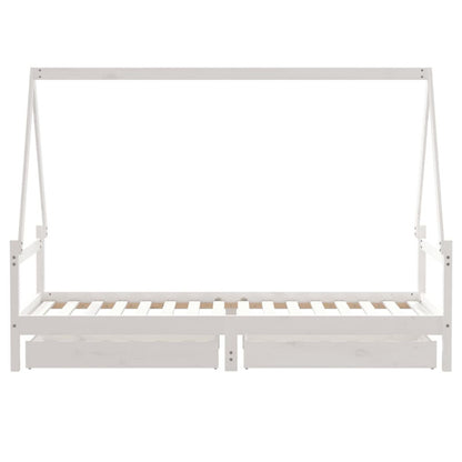 Vidaxl Estructura Cama Niños Con Cajones Madera Pino Blanco 90x200 Cm_5