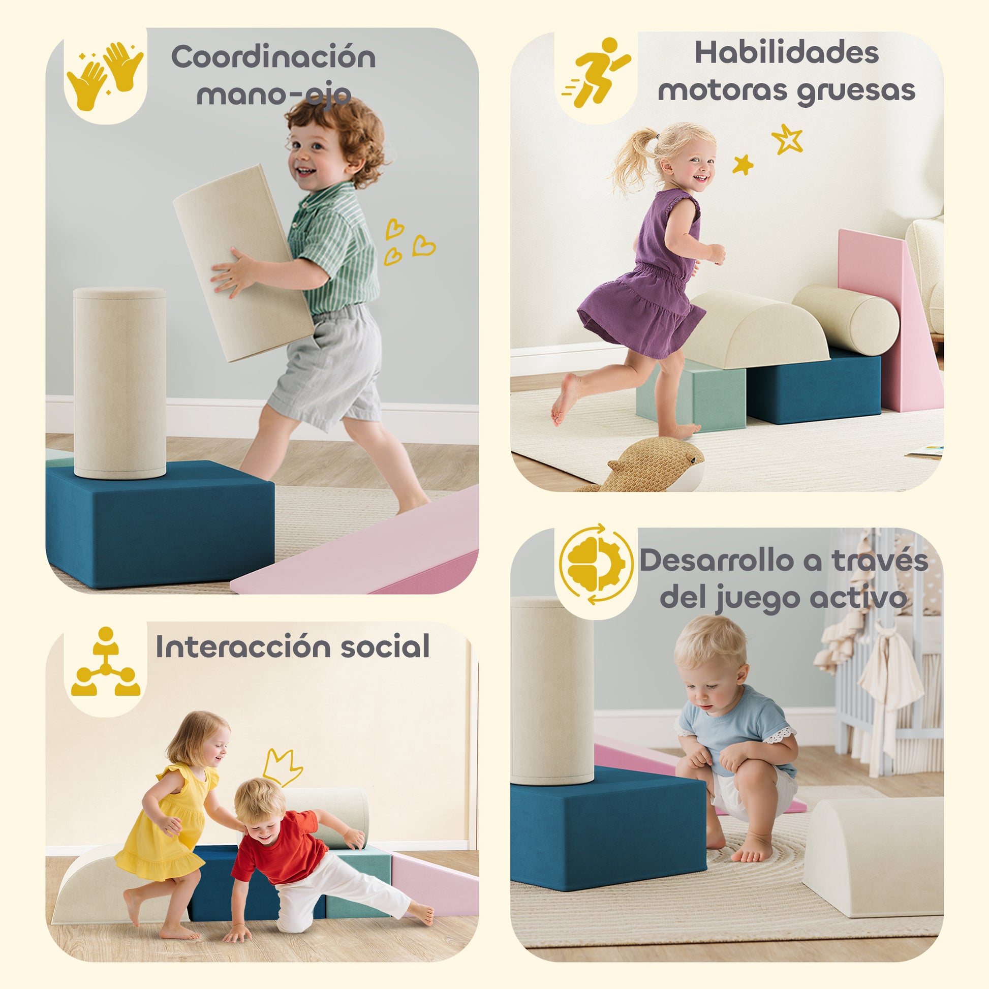 Aiyaplay Juego De 5 Bloques De Espuma Para Niños Fundas Extraíbles Multicolor_5