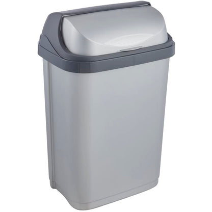 Cubo De Basura Con Tapa Deslizante, 10 L, Rasmus, Plateado_0