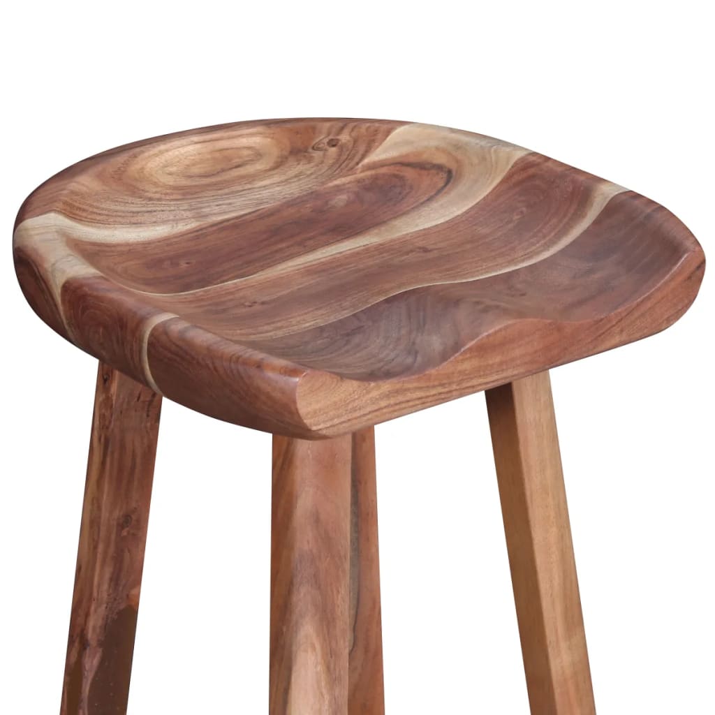 Taburetes De Barra De Cocina 2 Unidades Madera Maciza De Acacia_5