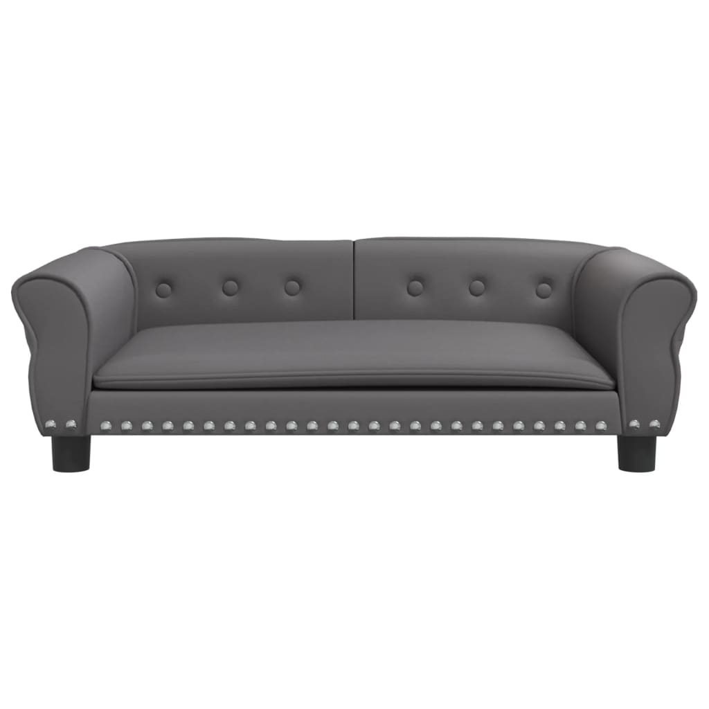 Cama Para Perros De Cuero Sintético Gris 95x55x30 Cm / Vetonek_2