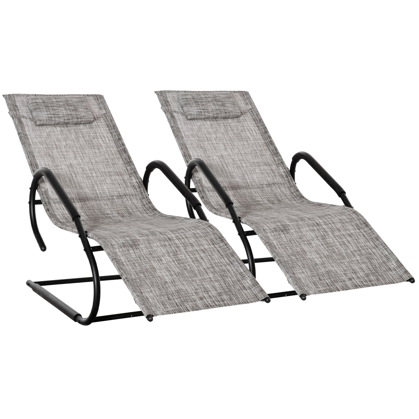 Outsunny Juego De 2 Tumbonas De Jardín Relax Con Reposapiés 160x59,5x83 Cm Gris_0