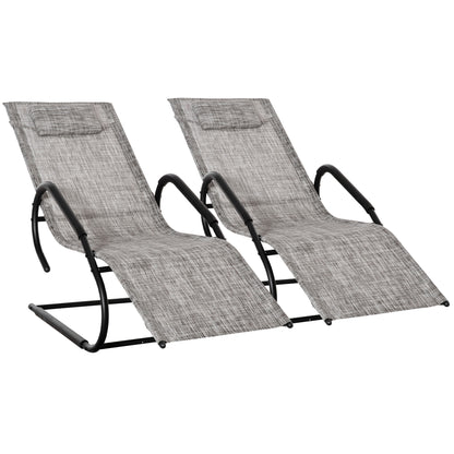 Outsunny Juego De 2 Tumbonas De Jardín Relax Con Reposapiés 160x59,5x83 Cm Gris_0