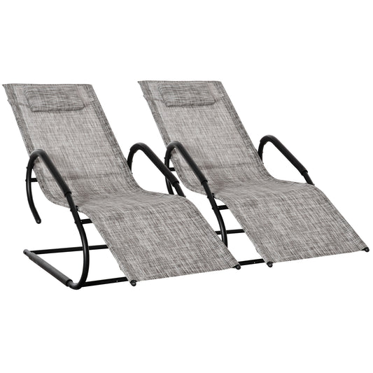 Outsunny Juego De 2 Tumbonas De Jardín Relax Con Reposapiés 160x59,5x83 Cm Gris_0