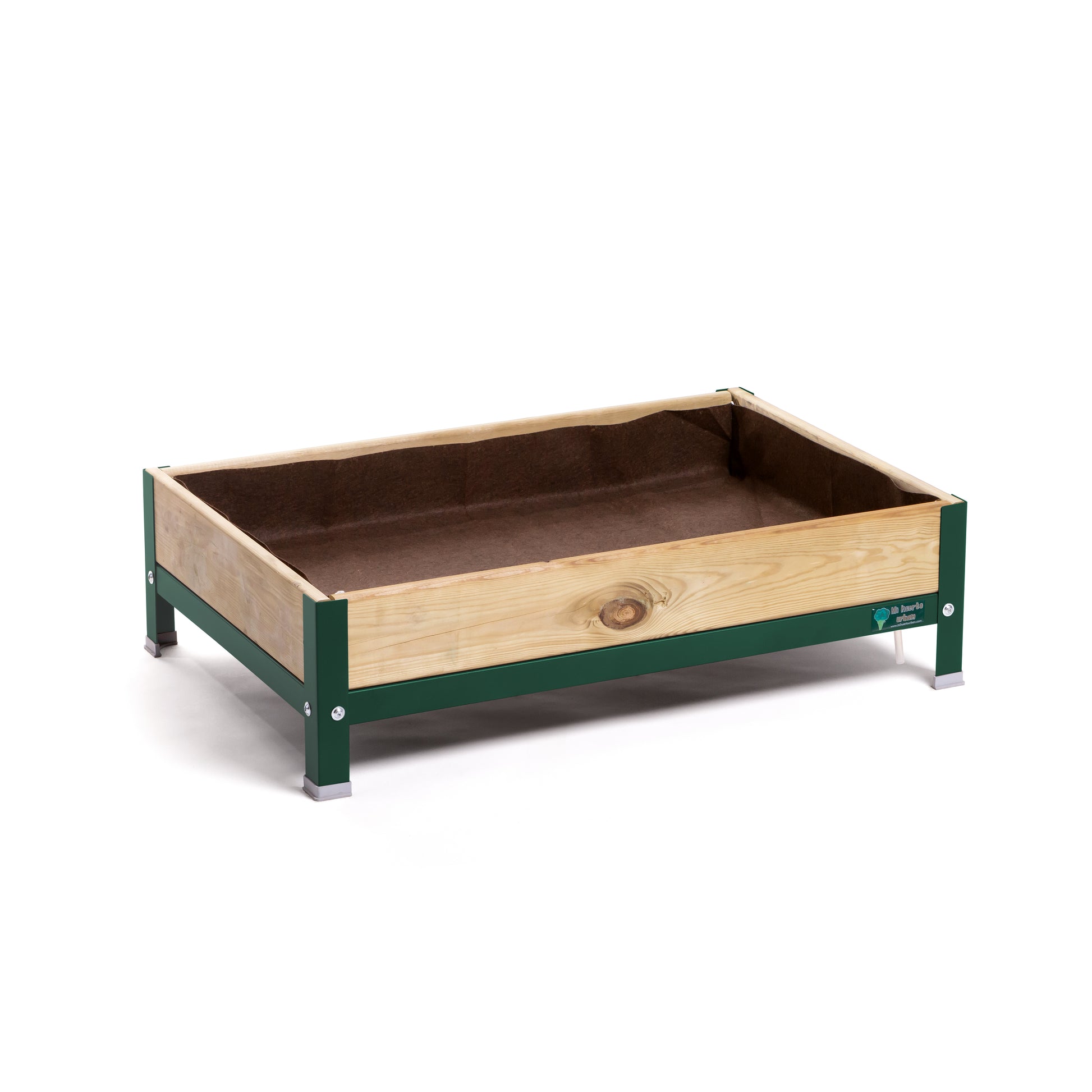 MI HUERTO URBAN Jardinera Elevada Madera con Bandeja Recoge Aguas | Estructura Metálica | Verde | 90x60x26cm