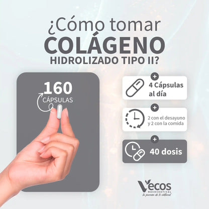 Colageno hidrolizado tipo II Vecos 160 capsulas