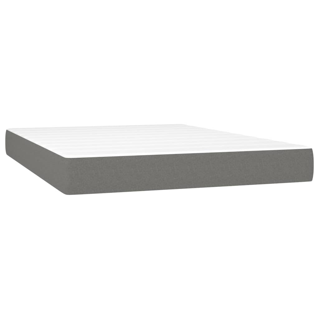 Cama Box Spring Colchón Y Luces Led Tela Gris Oscuro 140x190 Cm / Vetonek_1