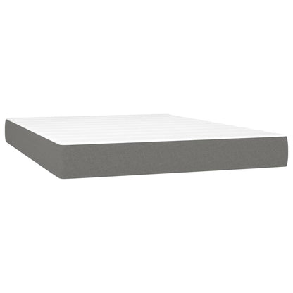 Cama Box Spring Colchón Y Luces Led Tela Gris Oscuro 140x200 Cm / Vetonek_5