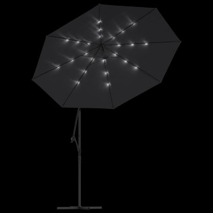 Sombrilla Voladiza Con Luces Led Y Poste De Acero Negra 300 Cm_4