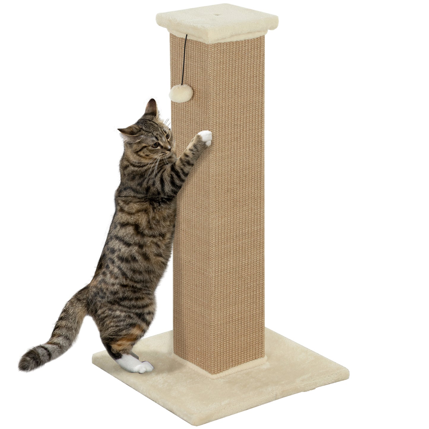 Pawhut Poste Rascador Para Gatos Altura 81 Cm Con Poste De Yute Y Bola Colgante_0