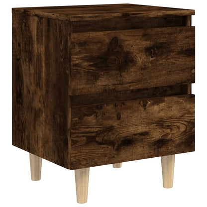 Mesitas De Noche 2 Uds Patas Madera Roble Ahumado 40x35x50 Cm_3