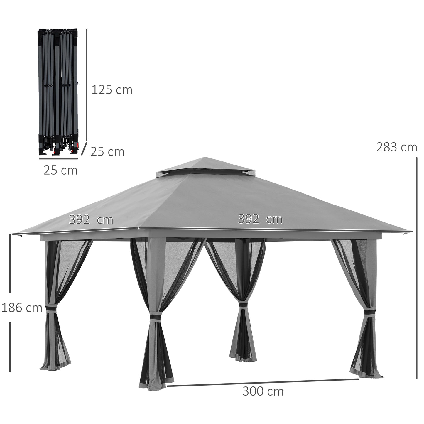 Outsunny Carpa Plegable Pop-up 4x4x2,8 M Altura Ajustable Protección Uv50+_2