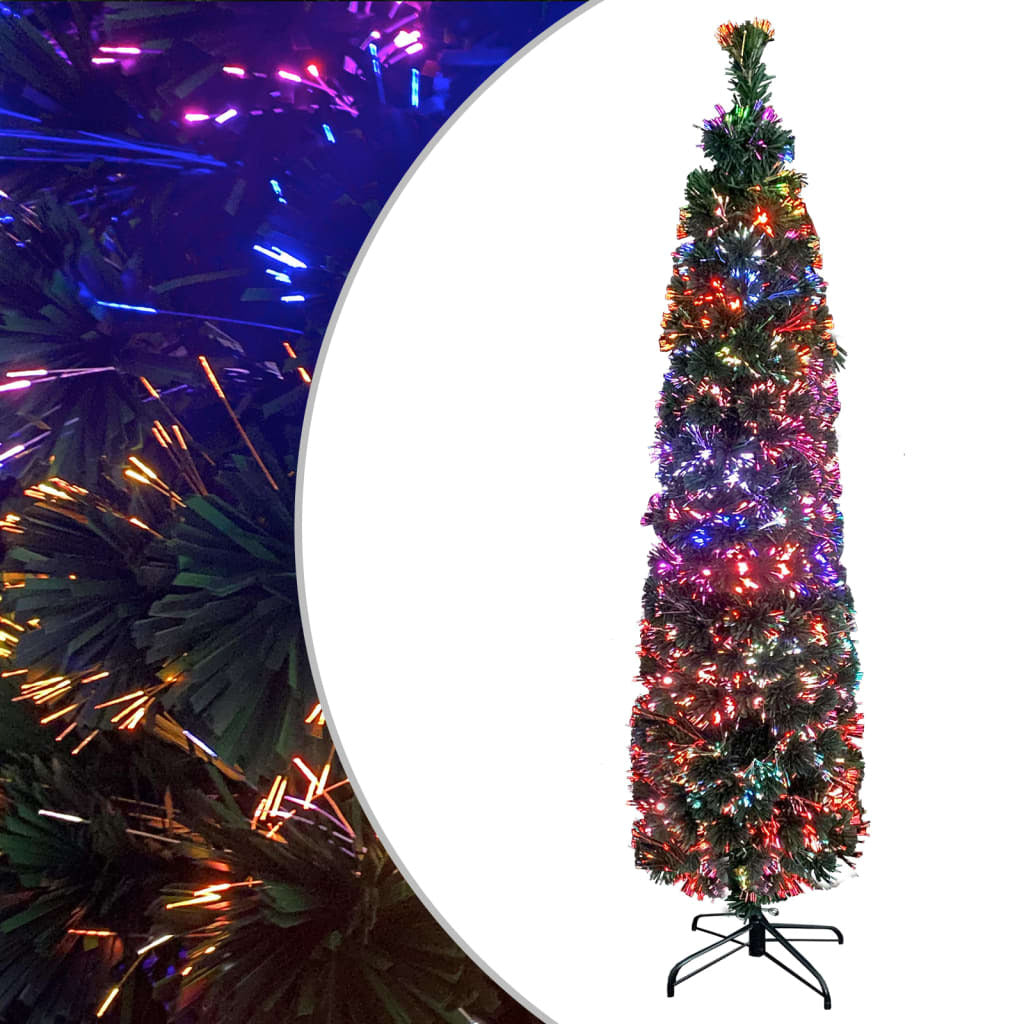 Vidaxl Árbol Navidad Artificial Estrecho Soporte Fibra Óptica 150 Cm_0