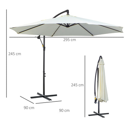 Outsunny Parasol Excéntrico Ø300 Cm Inclinable Con Manivela Para Jardín Crema_2