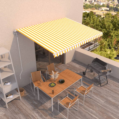 Toldo Retráctil Automático Amarillo Y Blanco 450x300 Cm_1