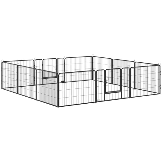 Pawhut Parque Para Perros De 12 Paneles Con 2 Puertas 80x60 Cm Gris_0