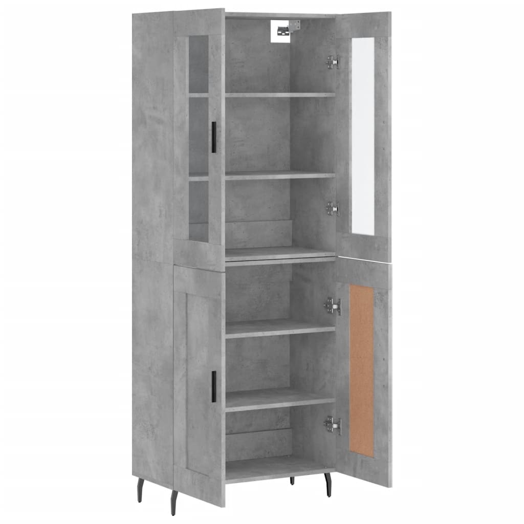 Aparador Alto Madera Contrachapada Gris Hormigón 69,5x34x180 Cm_3