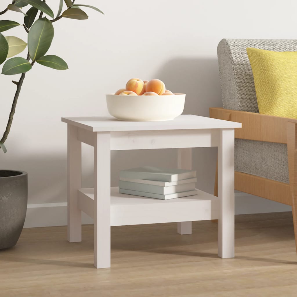 Mesa De Centro De Madera Maciza De Pino Blanco 45x45x40 Cm_2